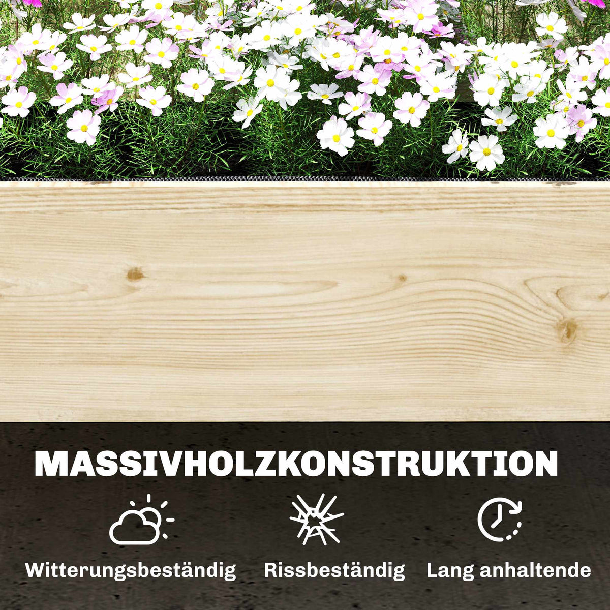 Raised Garden Bed with Trellis, Tiered Wood Planter Box