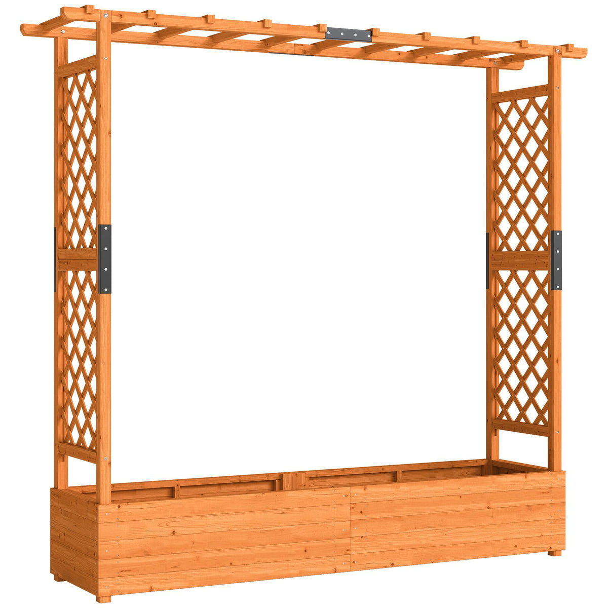 Raised Garden Bed with Trellis and Roof, 196x44x181 cm, Wood