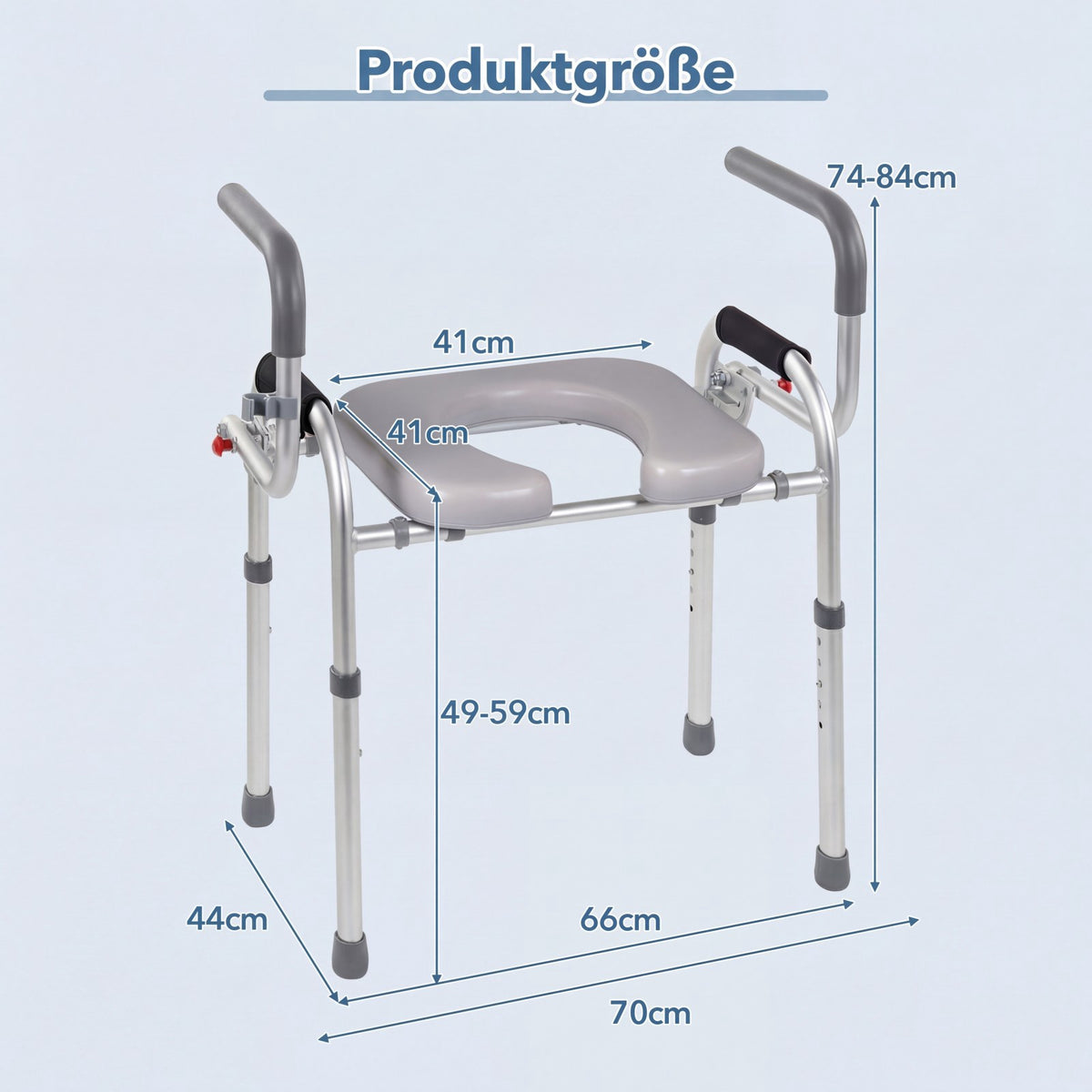 Raised Toilet Seat with Foldable Handles, Adjustable Height