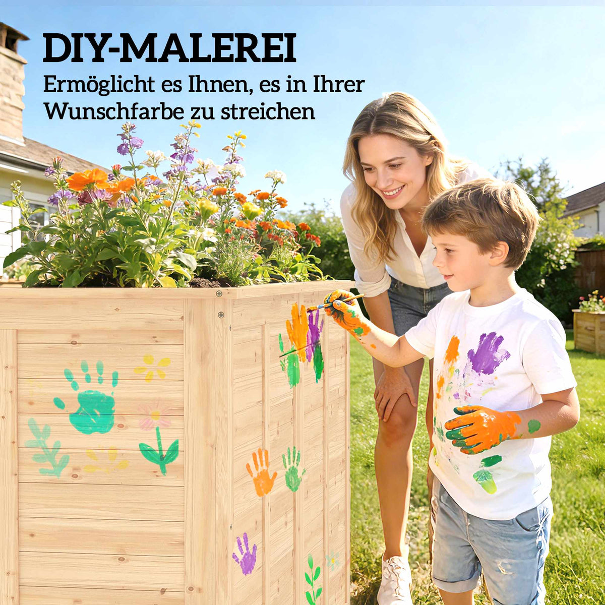 Raised Wooden Garden Bed, 152x77x77 cm, Open Base