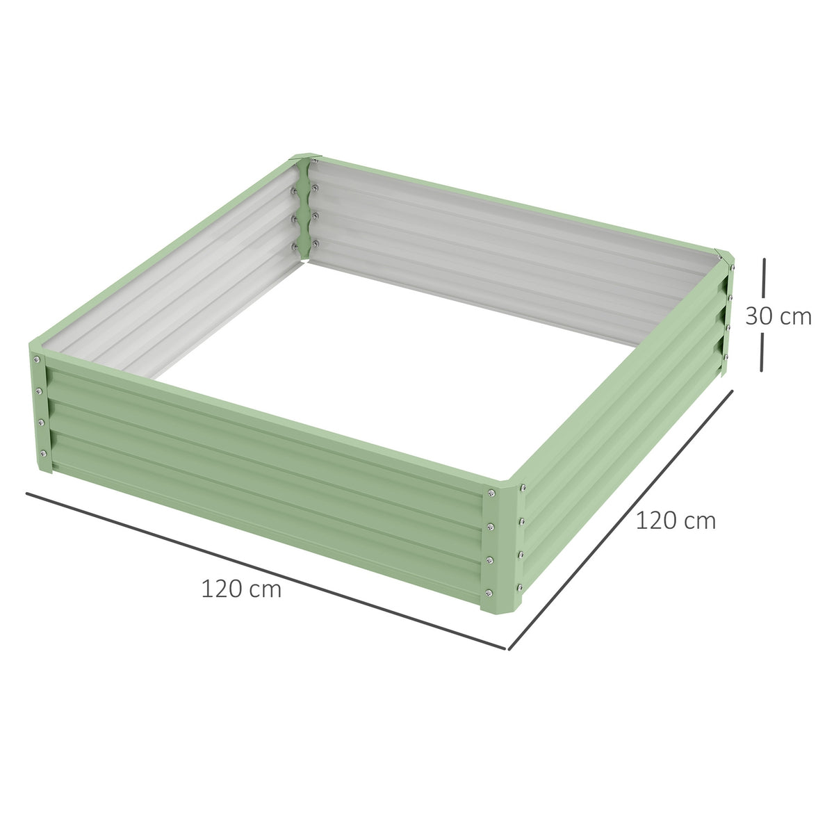 Raised bed, flower box, vegetable bed, planter, herb bed for garden, terrace, balcony, steel, green, 120 x 120 x 30 cm |
