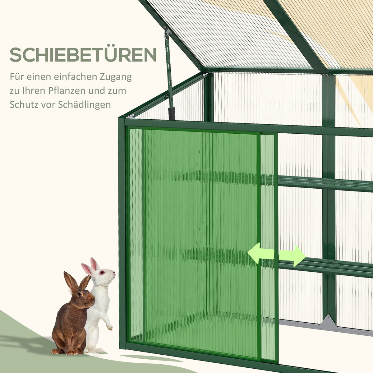 Raised bed, greenhouse with sliding door, shelves, cold frame, plant bed with opening roof, aluminum + polycarbonate, 110 x 60 x 98.5 cm