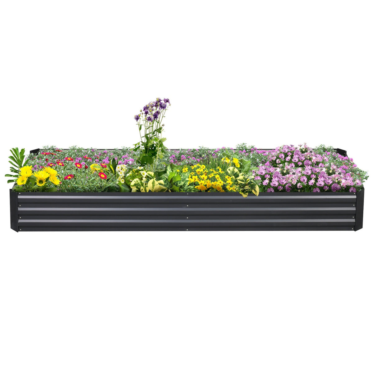 Raised bed made of steel 241 x 90.5 x 30 cm plant box flower box garden bed herb bed vegetable bed gray for garden lovers