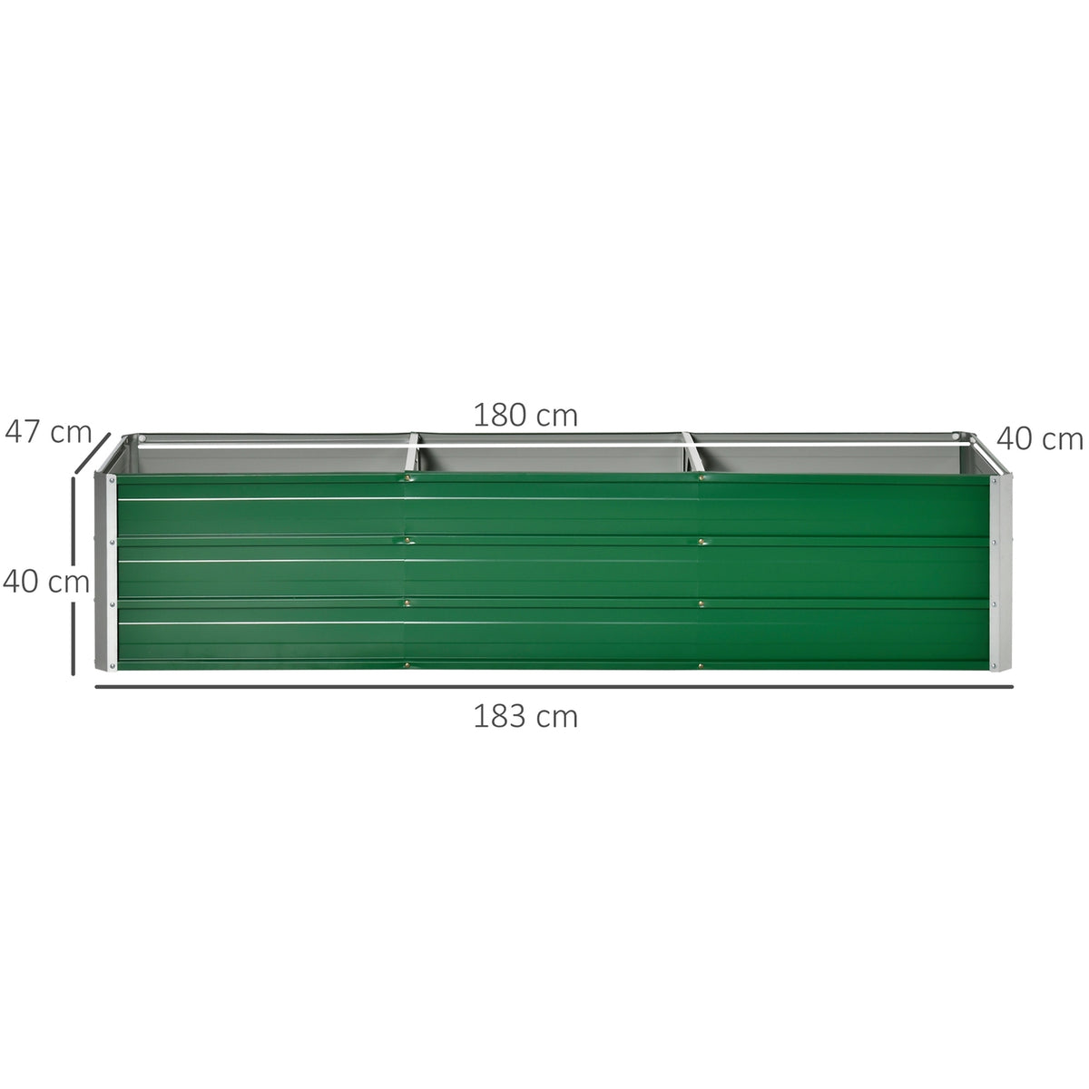 Raised bed made of steel garden bed planter flower box 183 x 47 x 40 cm with gloves in green for vegetables & flowers