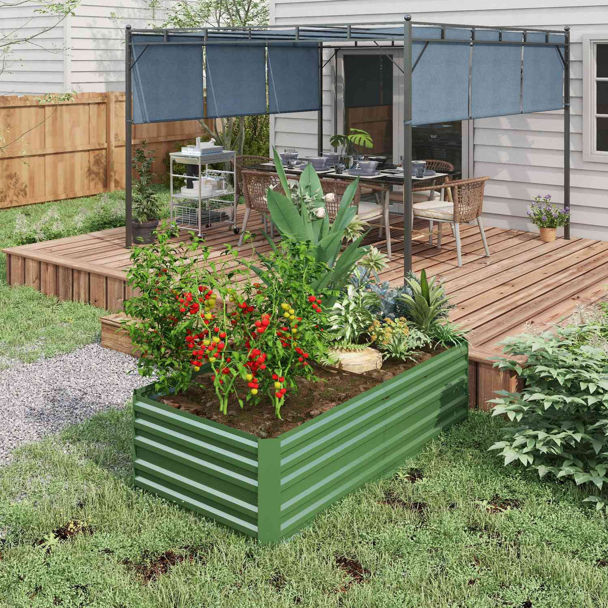 Raised bed made of steel, plant bed, cold frame, garden bed, flower box, pluggable, plant box, plant pot, 180 x 90 x 60 cm for garden, balcony, terrace, vegetable bed for flowers, plants, fruit