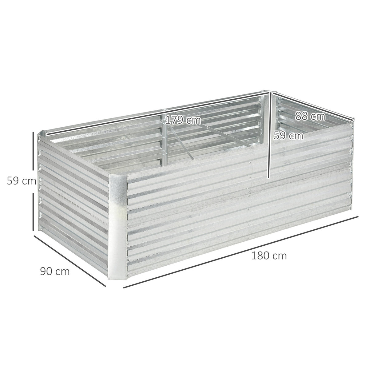 Raised bed made of steel, plant bed, cold frame, garden bed, flower box, pluggable, plant box, plant pot, 180 x 90 x 60 cm for garden, balcony, terrace, vegetable bed for flowers, plants, fruit