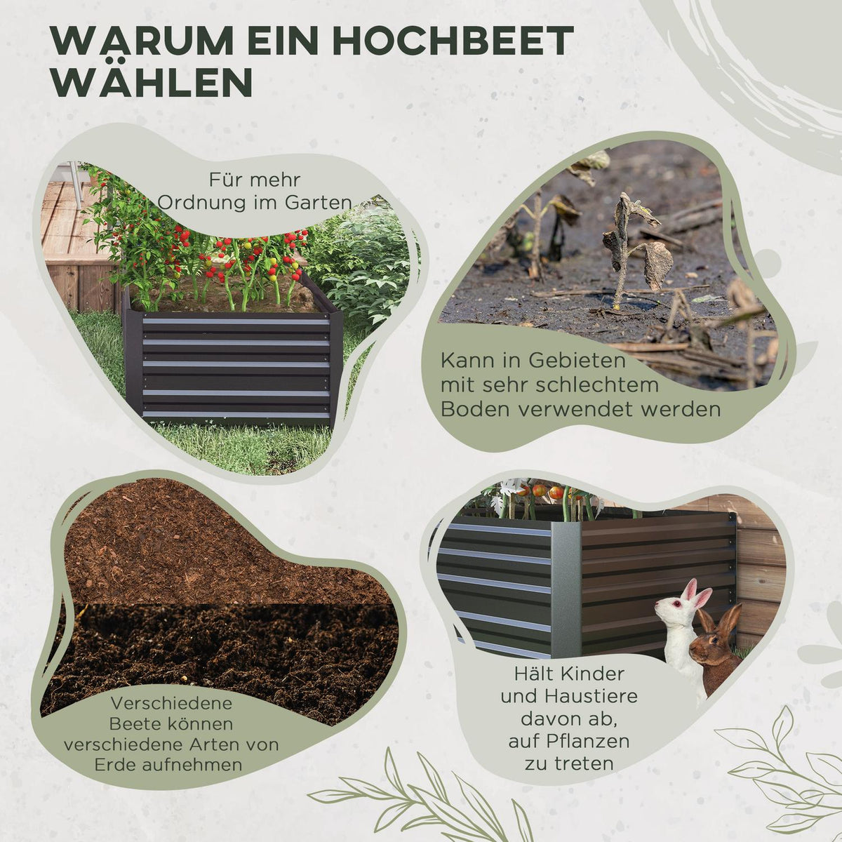 Raised bed made of steel, plant bed, cold frame, garden bed, flower box, pluggable, plant box, plant pot, vegetable bed, 180 x 90 x 60 cm for garden, balcony, terrace, garden trellis for flowers, plants, fruit