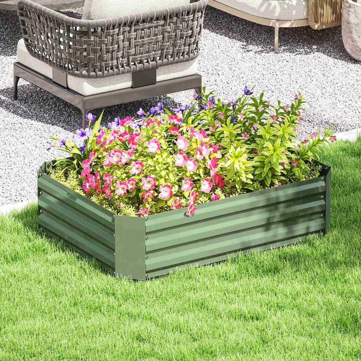 Raised bed made of steel, plant bed, cold frame, garden bed, flower box, stackable, plant box, vegetable bed, 120 x 90 x 30 cm for garden, balcony, plant pot for flowers, plants, vegetables