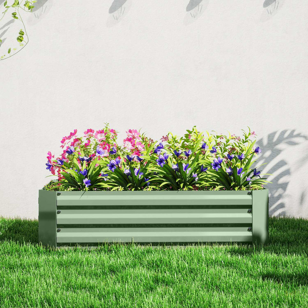 Raised bed made of steel, plant bed, cold frame, garden bed, flower box, stackable, plant box, vegetable bed, 120 x 90 x 30 cm for garden, balcony, plant pot for flowers, plants, vegetables