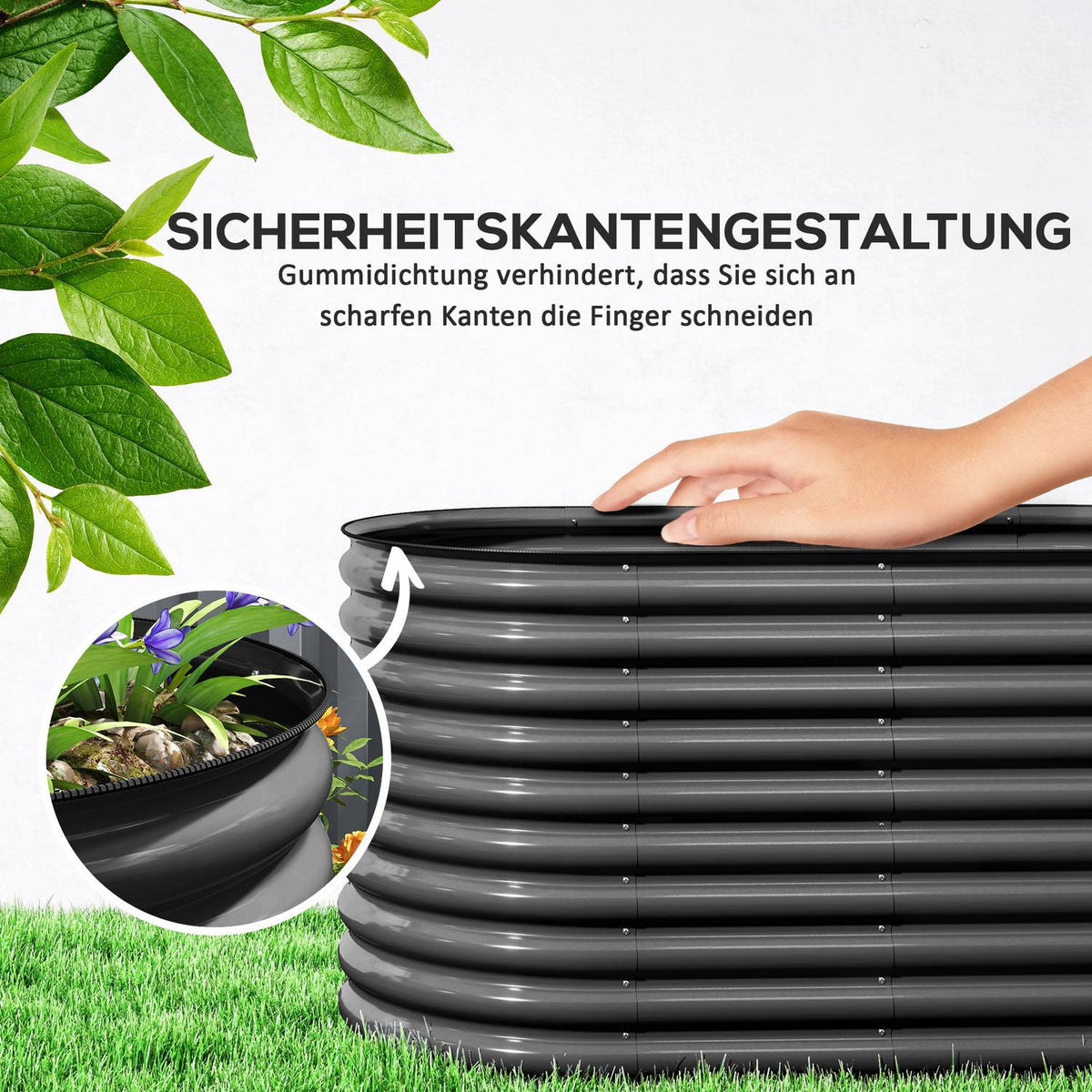 Raised bed made of steel, plant bed, cold frame, garden bed, stackable, flower box, plug-in plant box, 160 x 80 x 80 cm, vegetable bed for garden, balcony, terrace, plant pot for flowers, plants