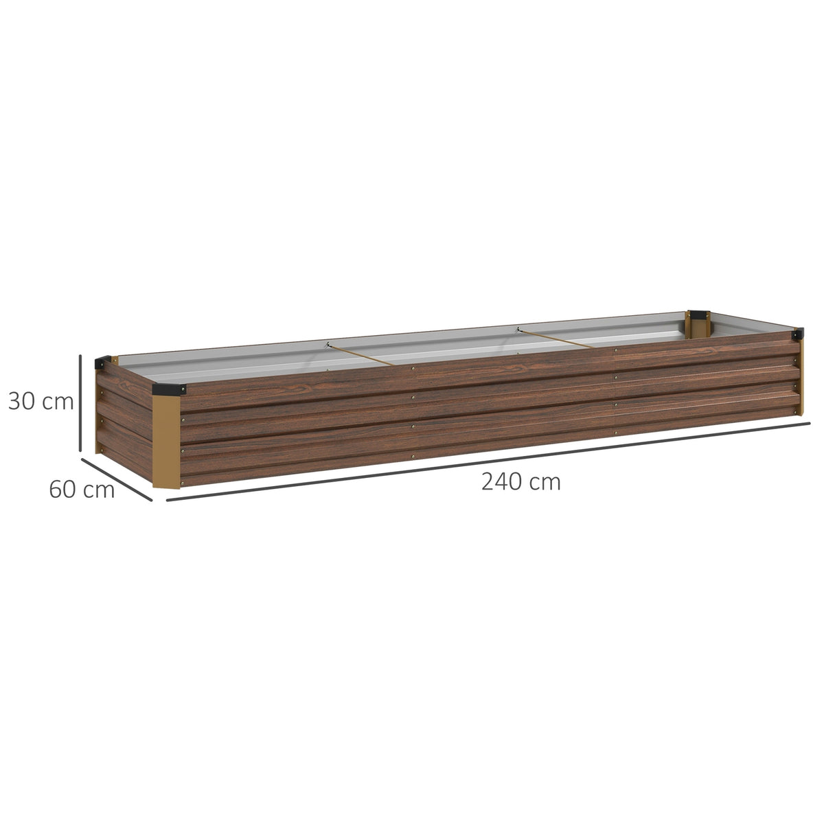 Raised bed made of steel, plant box with open bottom, flower box in wood look, vegetable bed & herb bed for balcony & garden, dark brown |