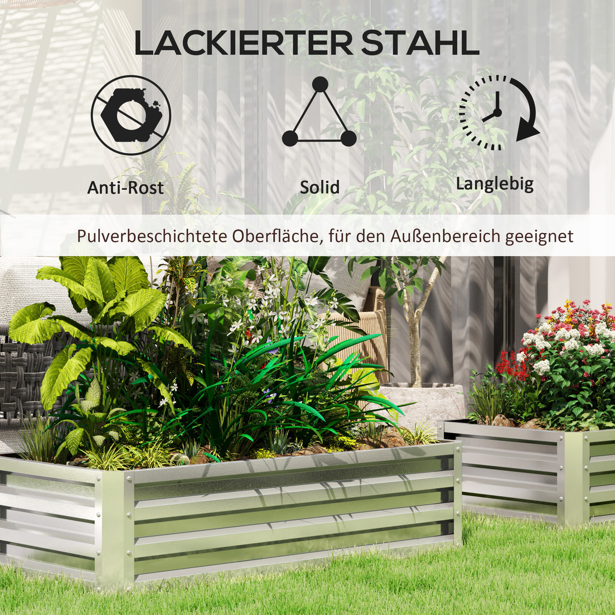 Raised bed made of steel, weather-resistant plant bed, cold frame, garden bed, flower box, rust-proof, plant box, plant pot, 120 x 60 x 30.5 cm for garden, balcony, vegetable bed for flowers, plants, vegetables