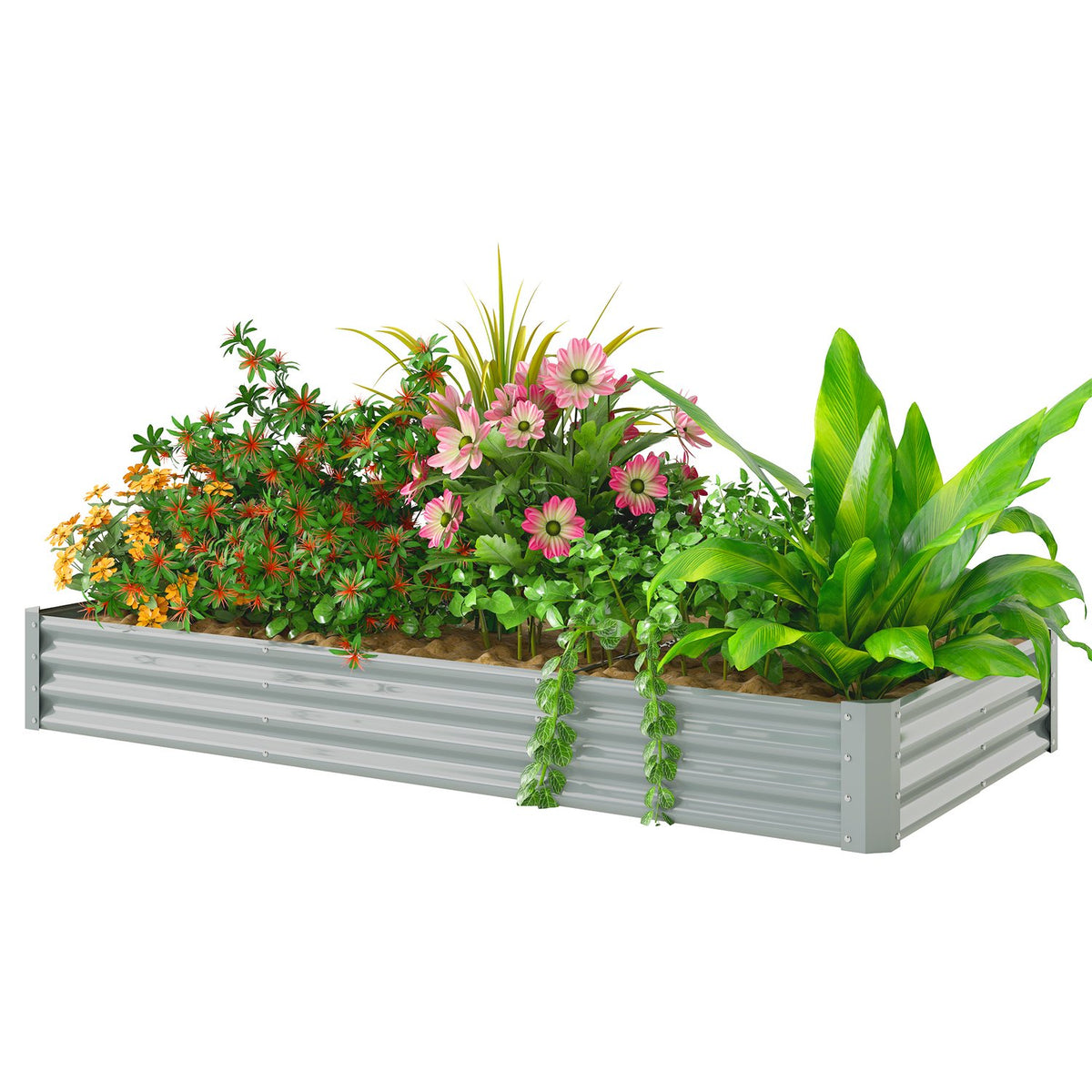 Raised bed made of steel, weather-resistant plant bed with anti-cut edge, cold frame, garden bed, rust-proof plant box, plant pot, 240 x 120 x 30 cm for garden, balcony, vegetable bed for flowers, vegetables