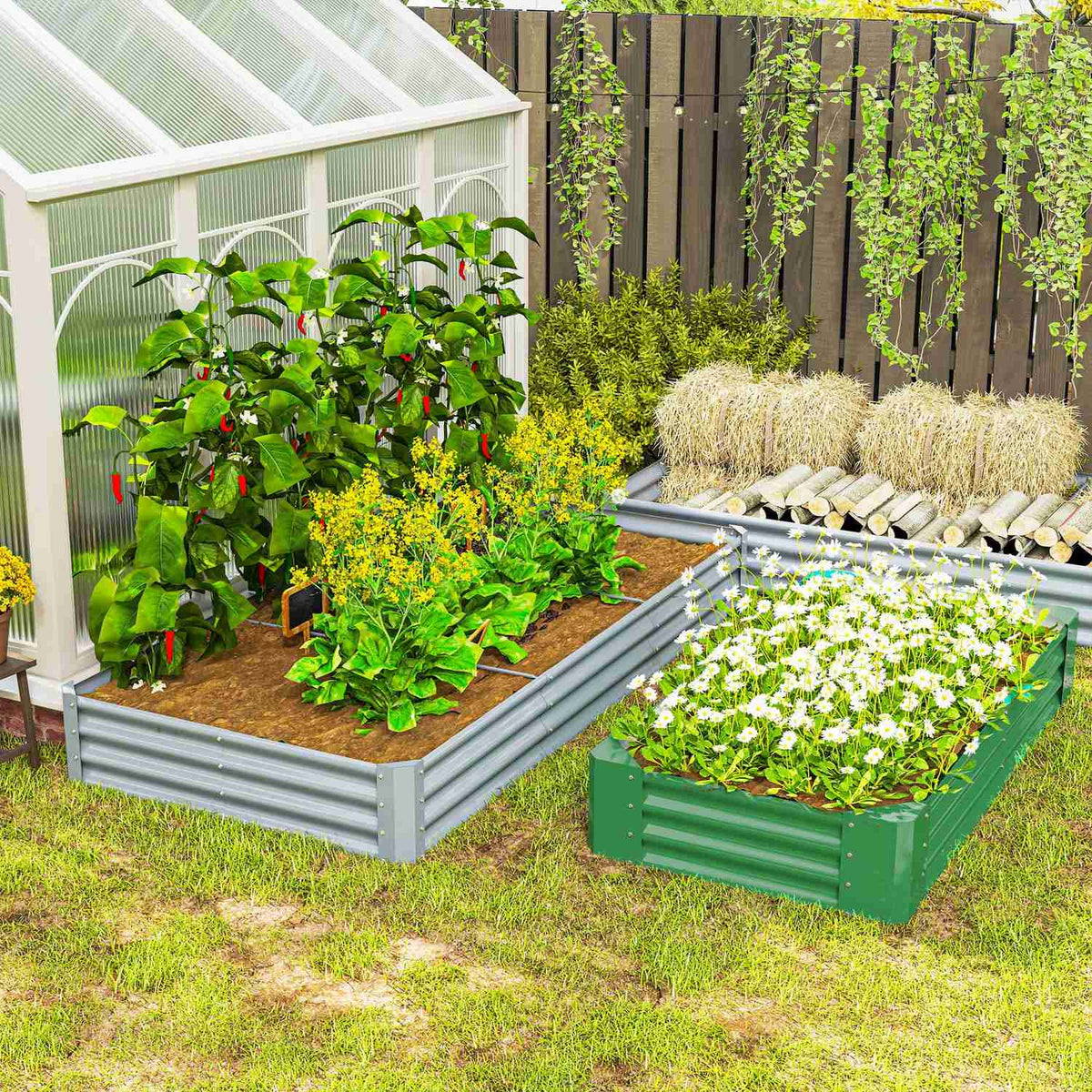 Raised bed made of steel, weather-resistant plant bed with anti-cut edge, cold frame, garden bed, rust-proof plant box, plant pot, 240 x 120 x 30 cm for garden, balcony, vegetable bed for flowers, vegetables