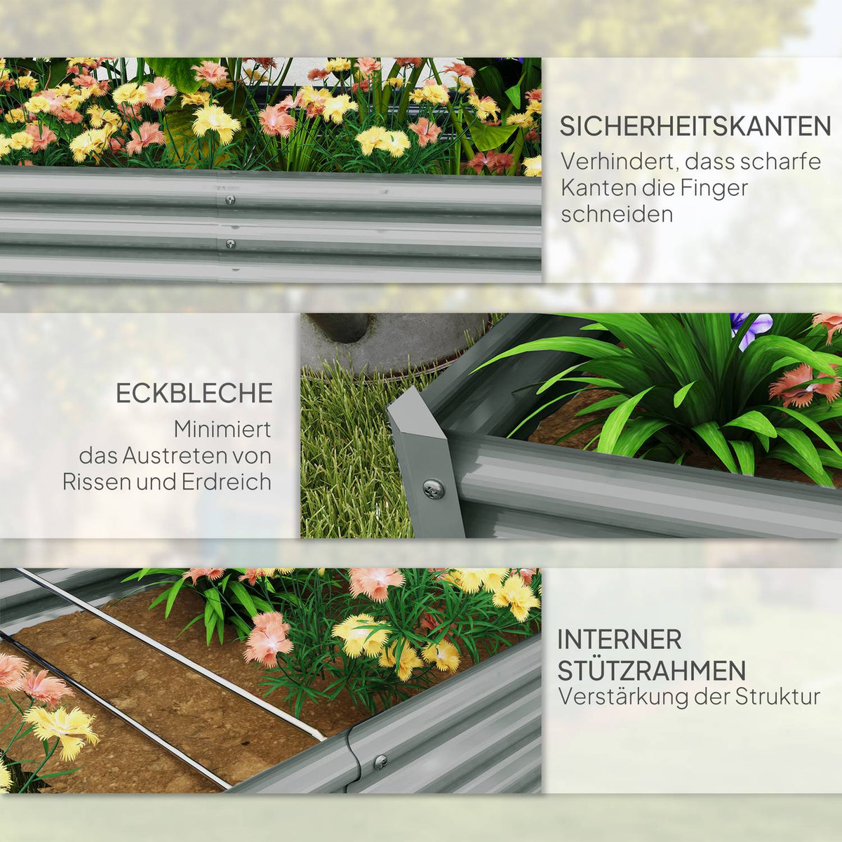 Raised bed made of steel, weather-resistant plant bed with anti-cutting edge, cold frame, garden bed, rust-proof plant box, plant pot, 180 x 90 x 30 cm for garden, balcony, vegetable bed for flowers, vegetables