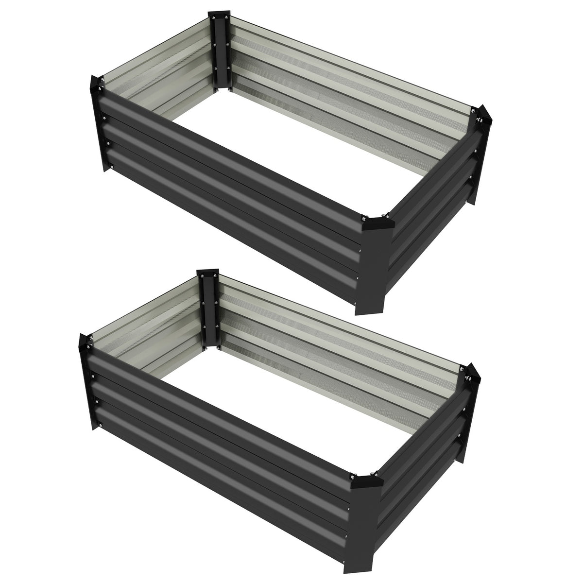 Raised bed set of 2, plant box, flower box, rustproof plant pot, flower pot for terrace, balcony, galvanized steel, dark gray, 100 x 60 x 30 cm |