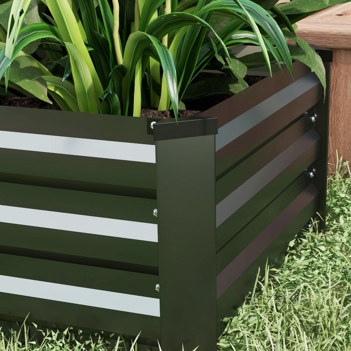 Raised bed set of 2, plant box, flower box, rustproof plant pot, flower pot for terrace, balcony, galvanized steel, dark gray, 100 x 60 x 30 cm |