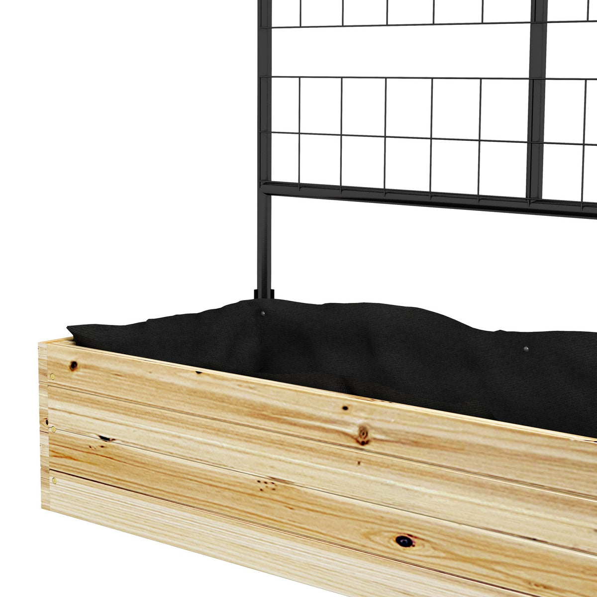 Raised bed with trellis, wooden planter box, herb bed, flower box for garden, balcony, natural wood, 80 x 38 x 145 cm