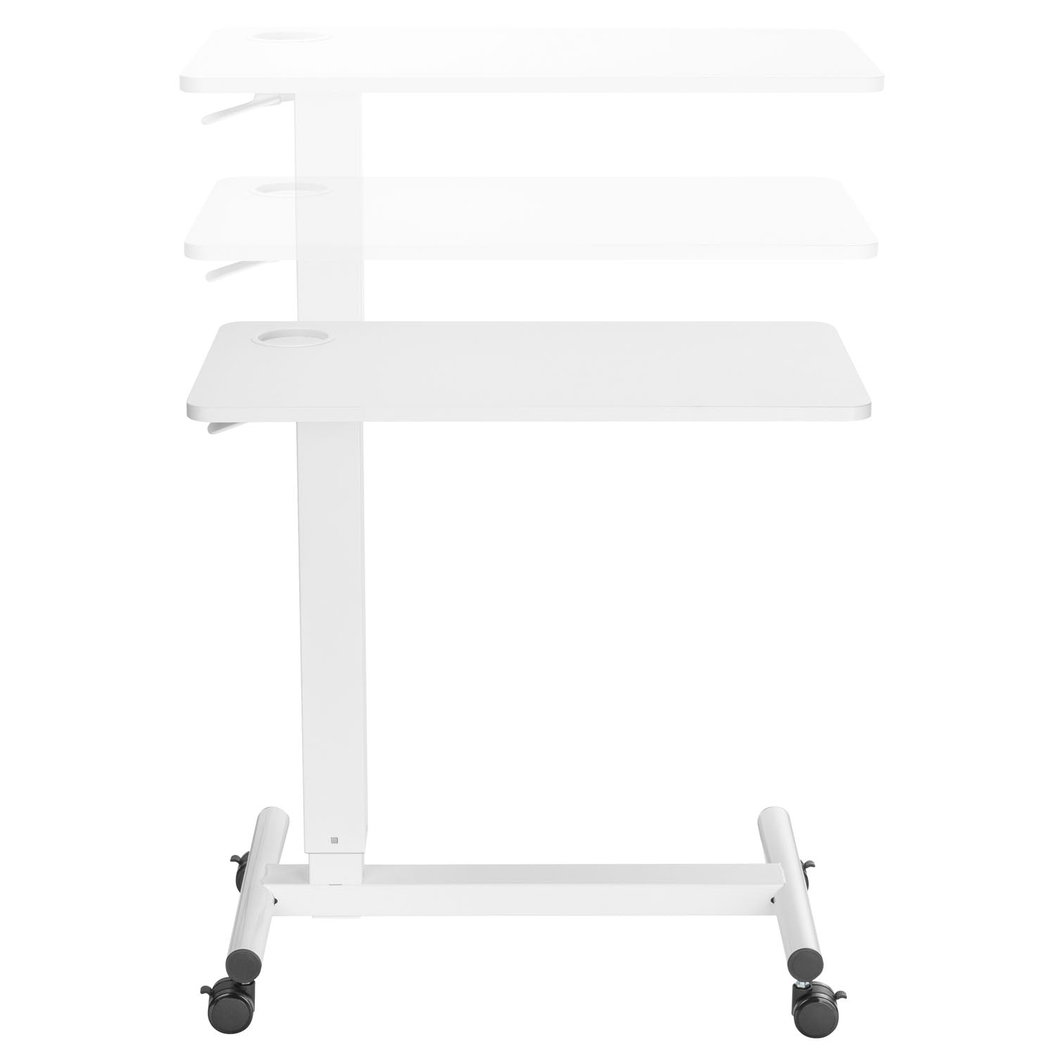 Raised/lowered bed/coffee table with gas spring White