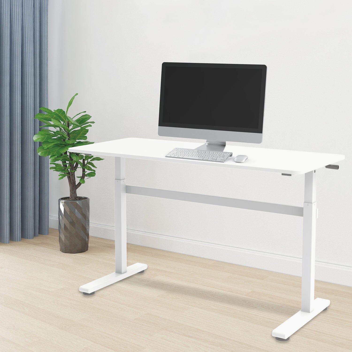 Raised/lowered desk Manual 140x60cm White