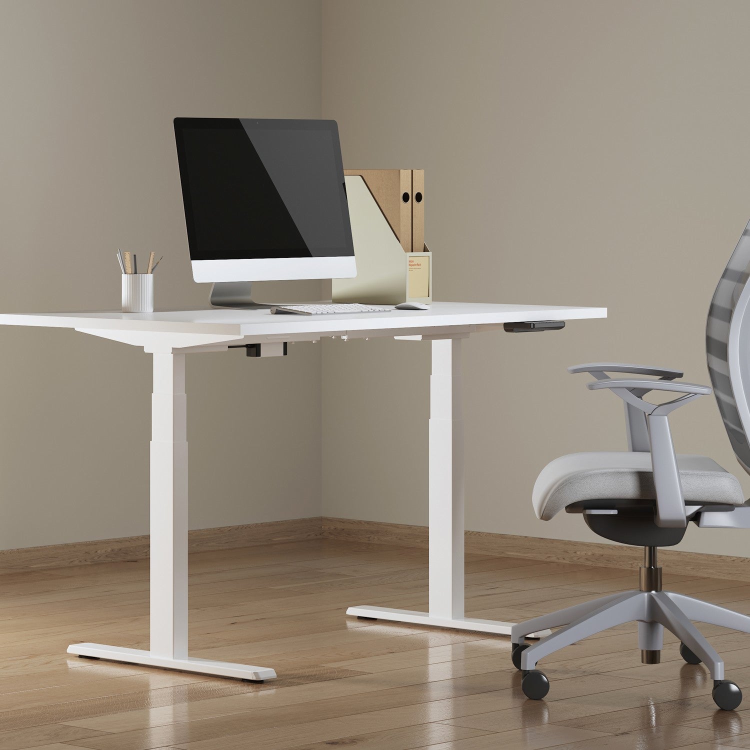 Raised/lowered desk frame Motorized White