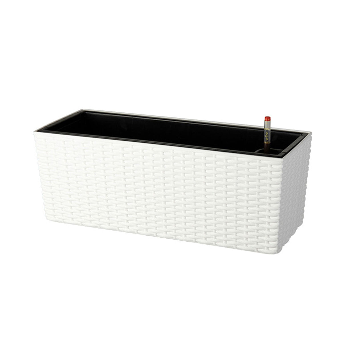 Rattan Balcony Planter with Water Level Indicator, White