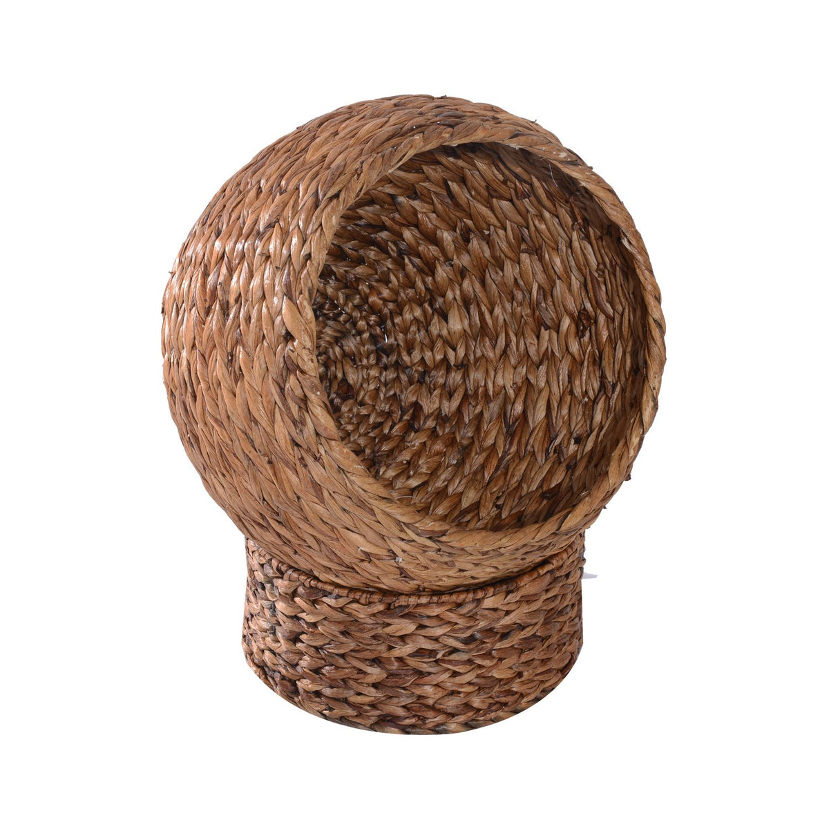 Rattan Cat Basket Comfortable Cat Bed With Cushion, Water Hyacinth Pet Bed, Light Brown, 42X33X52Cm
