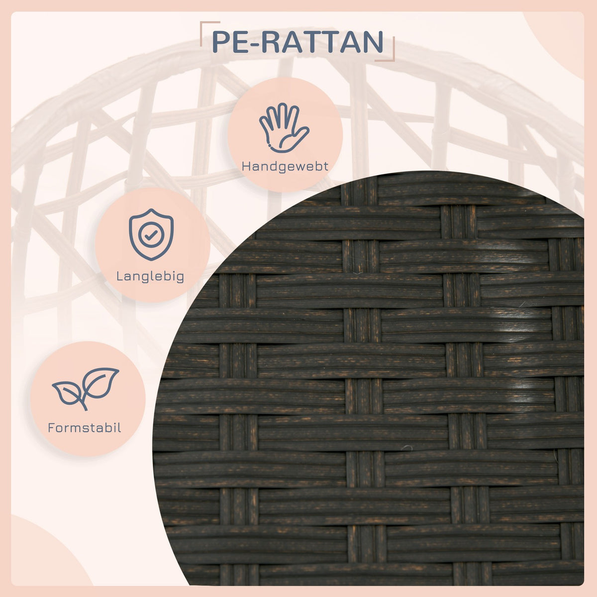 Rattan Dog Kennel Elegant Dog Cave With Cushion For Indoor And Outdoor Use, Round, Black + Gray, 51X51X41Cm