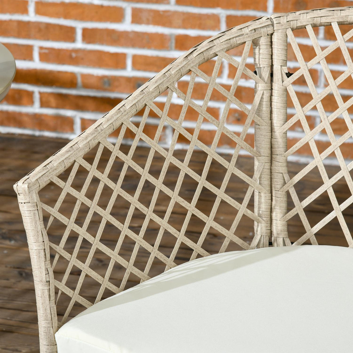 Rattan Garden Furniture Set 3 Pieces, Garden Set With Coffee Table, 2 Chairs, Balcony Furniture Set With Cushions, Garden Seating Group, Khaki