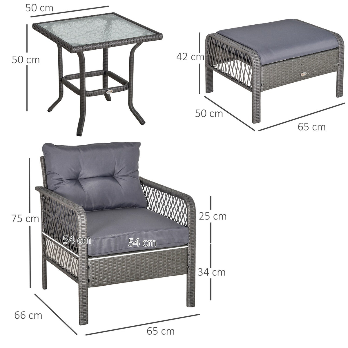 Rattan Garden Furniture Set For 4 People Balcony Furniture Set Sofa With Stool Table Seating Group Steel Gray