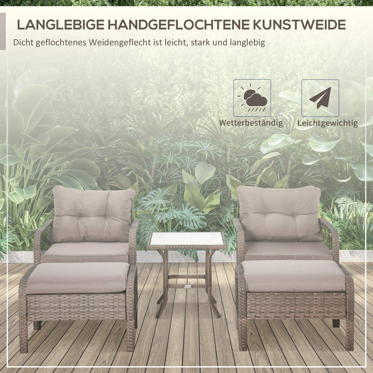 Rattan Garden Furniture Set For 4 People Balcony Furniture Set Sofa With Stool Table Steel Brown 65 X 66 X 75 Cm