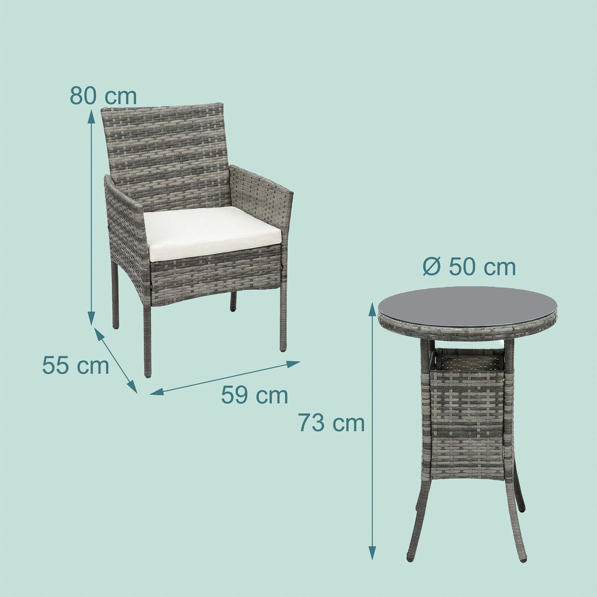 Rattan Garden Set – 3-Piece, 2 Armchairs & Table