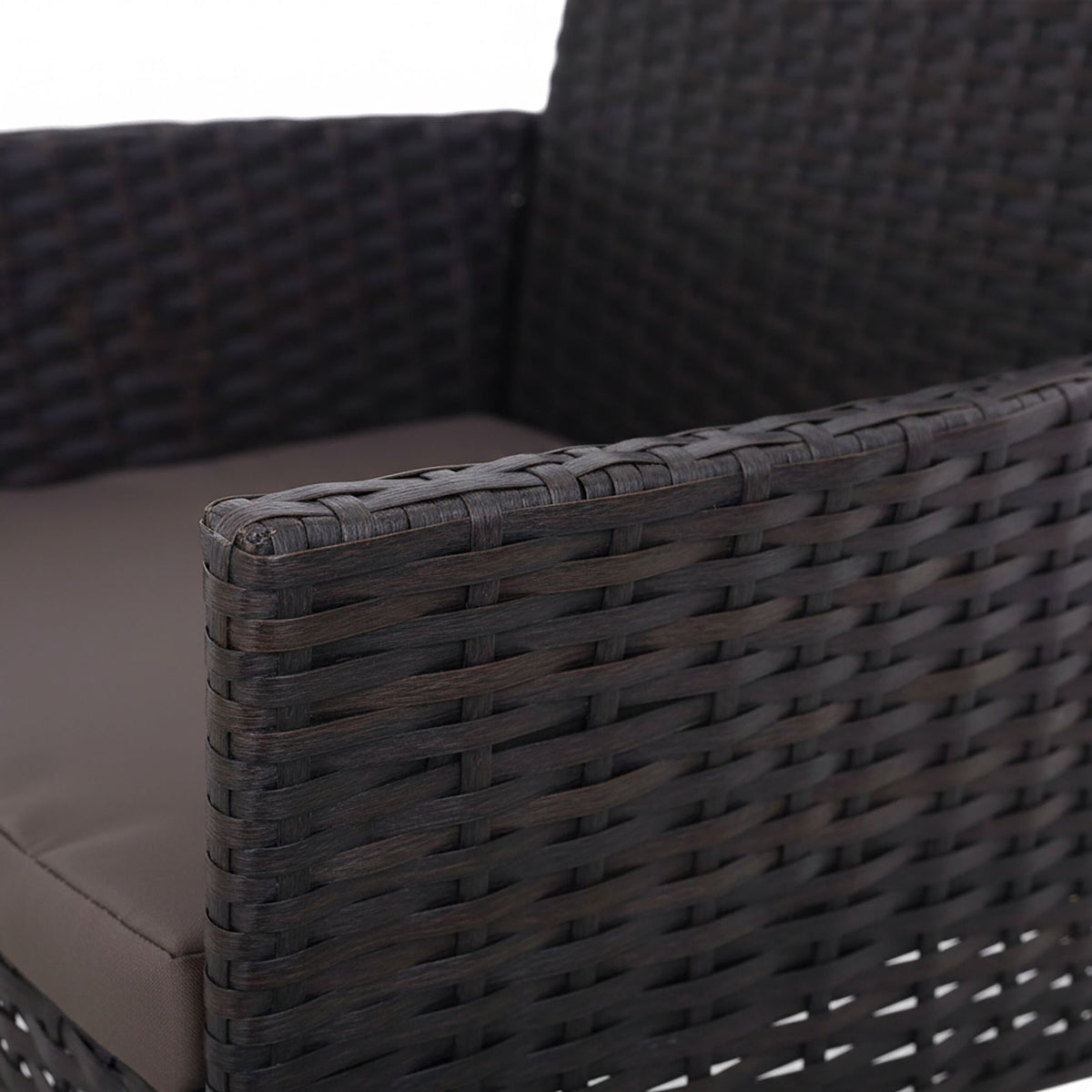 Rattan Garden Set, 3-Piece, Glass Table, Cushions Included