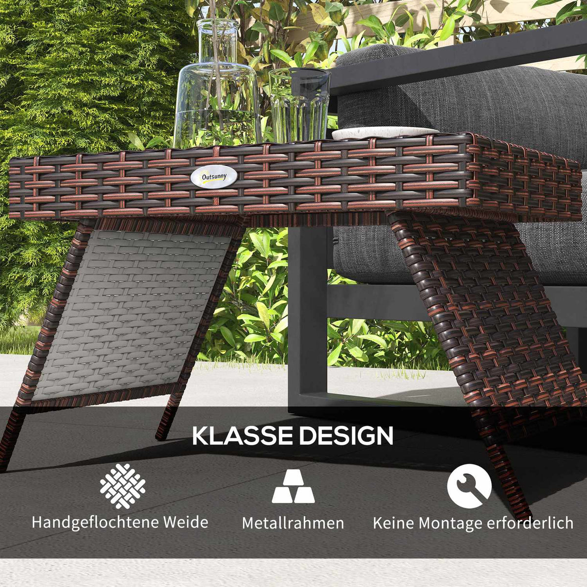 Rattan Garden Table Folding Table Weatherproof Brown 60X41X41Cm