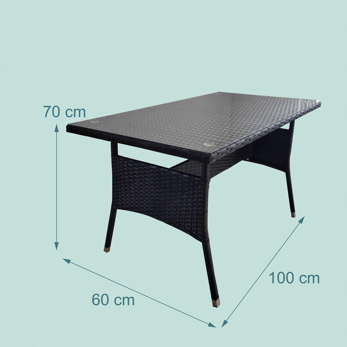 Rattan Garden Table with Glass Top – Seats 4, Weatherproof