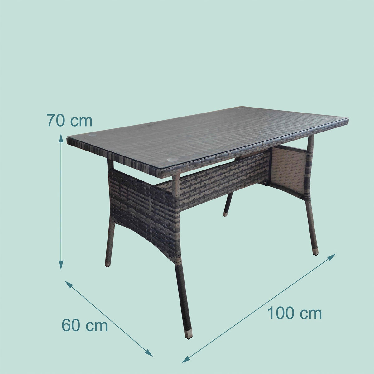 Rattan Garden Table with Glass Top – Weatherproof, Seats 4