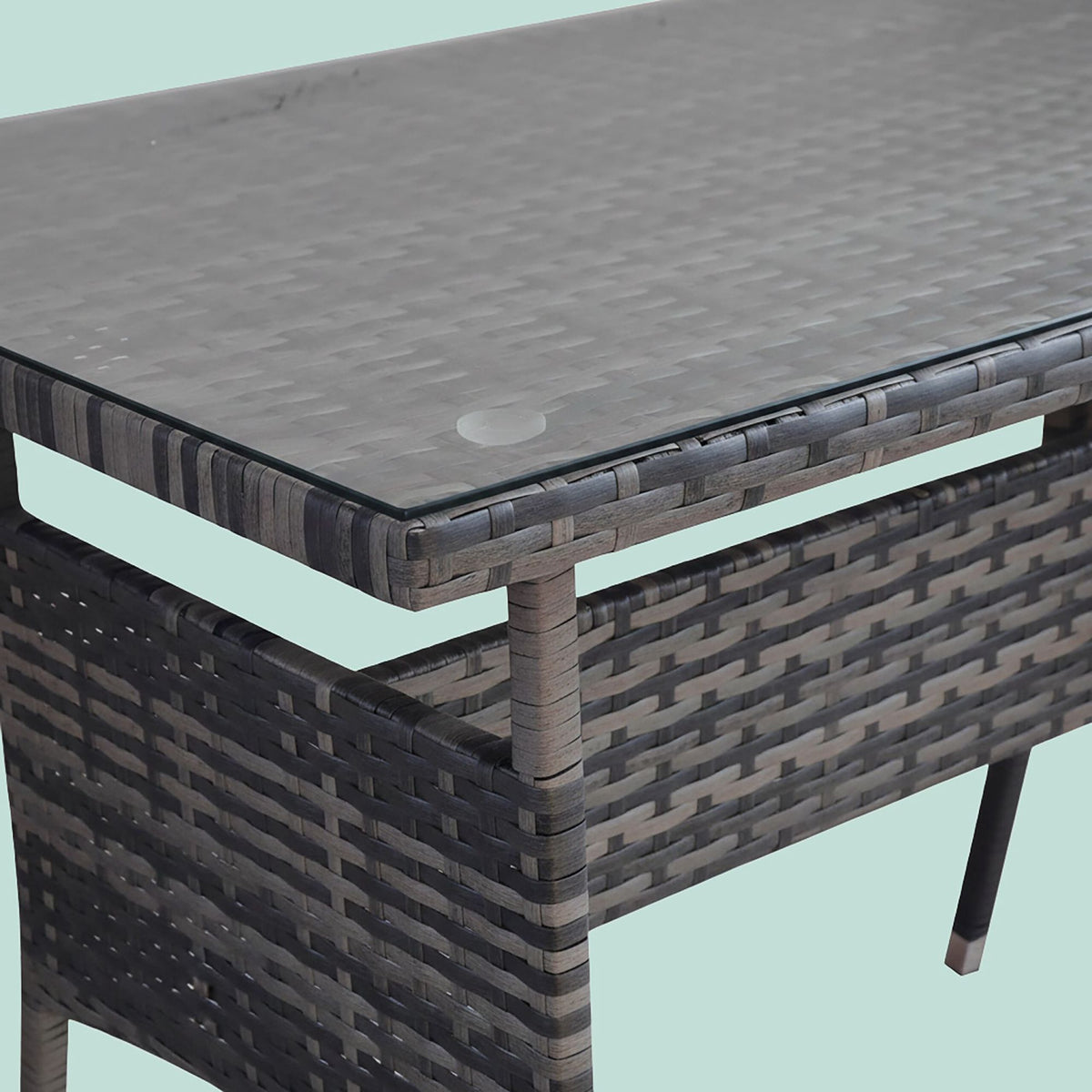 Rattan Garden Table with Glass Top – Weatherproof, Seats 4