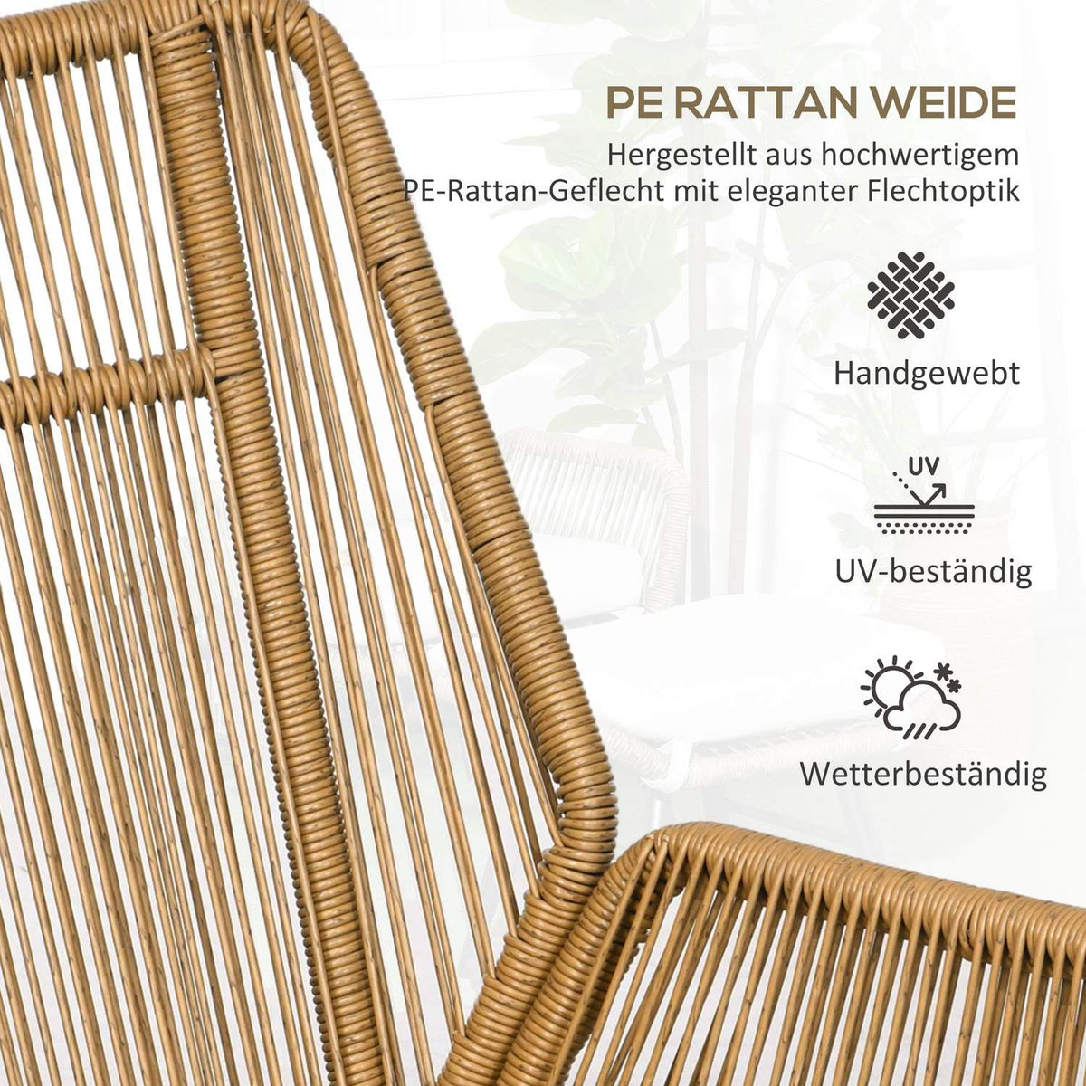 Rattan Relax Chair With Footstool Garden Chair With Adjustable Backrest Outdoor Rattan Chair Cushion Natural Steel Polyester