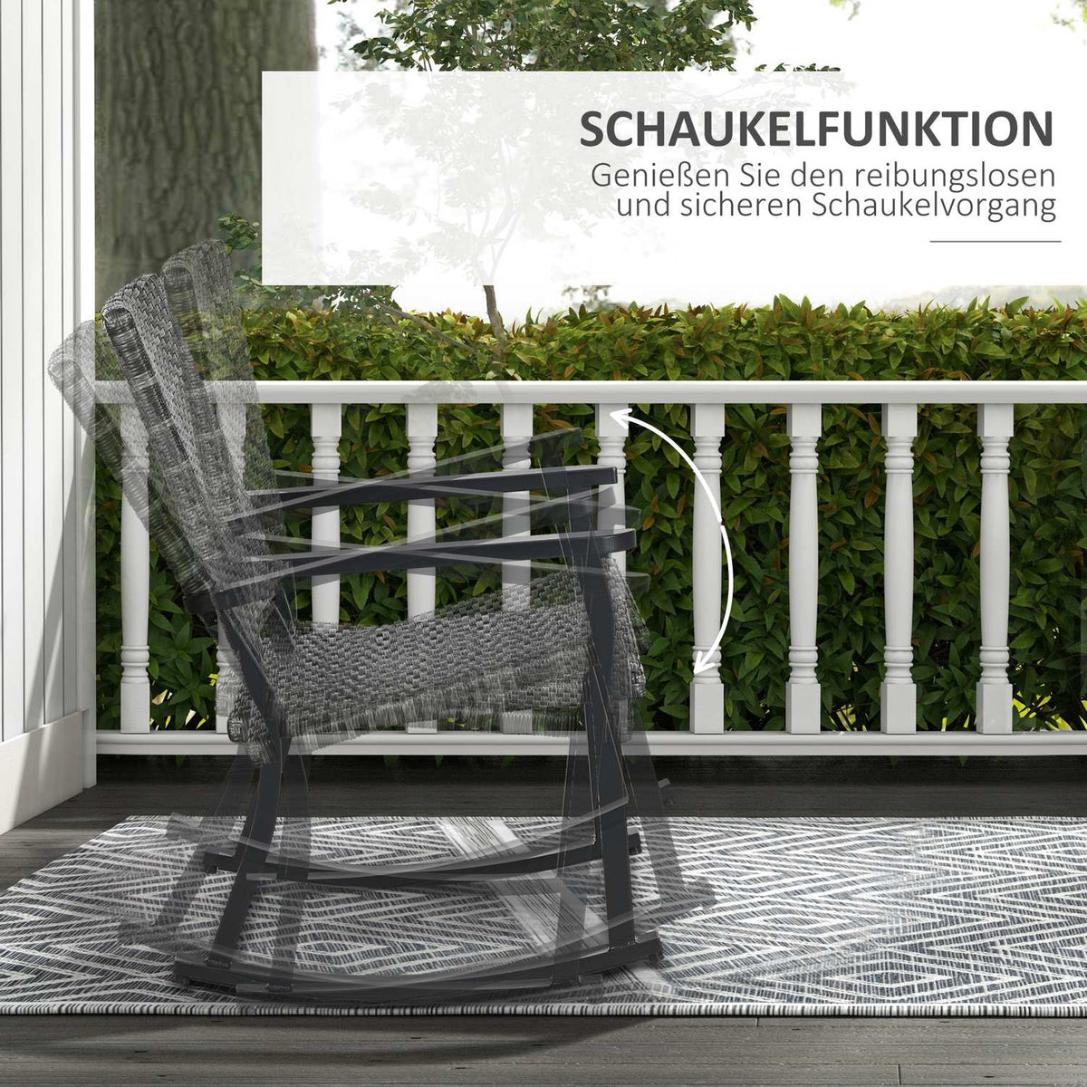 Rattan Rocking Chair Garden Chair Swing Chair For Balcony & Patio Lounge Furniture Gray 62X75X95Cm