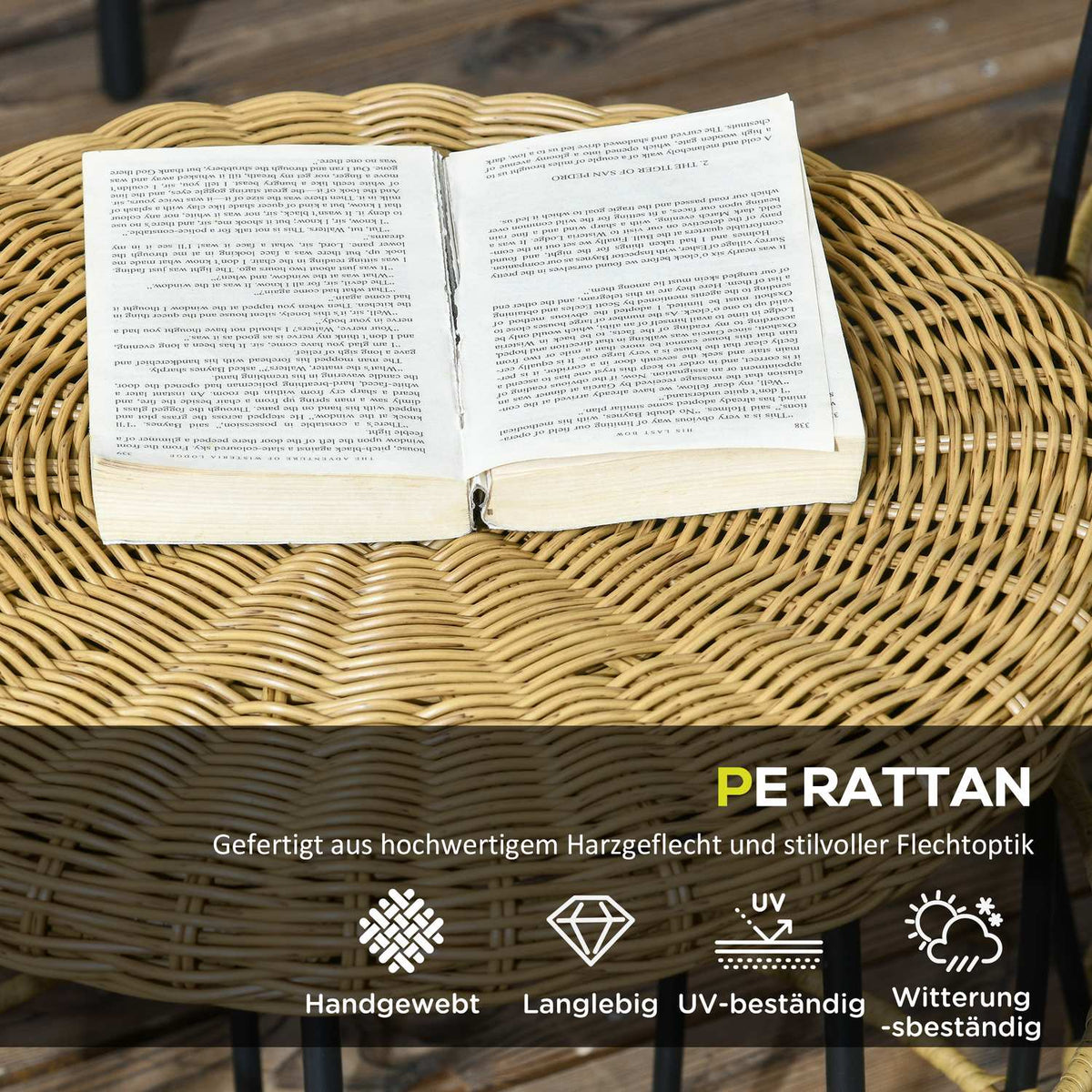 Rattan Side Table Set Of 2 Coffee Table Stackable Khaki Garden Balcony