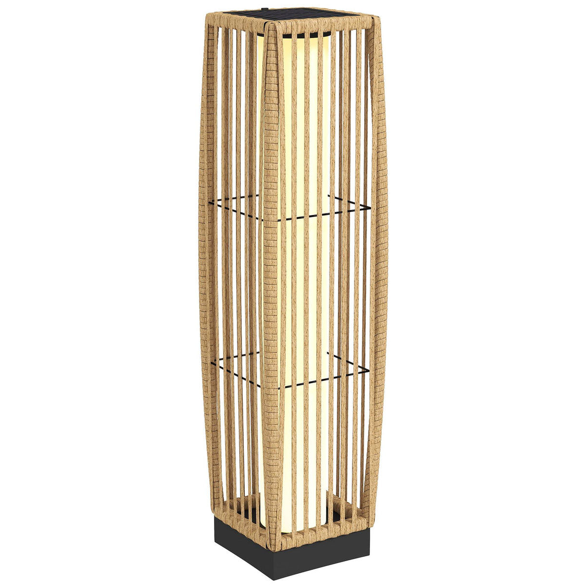 Rattan Solar Lamp, Outdoor, IP44, Auto On/Off, 68cm