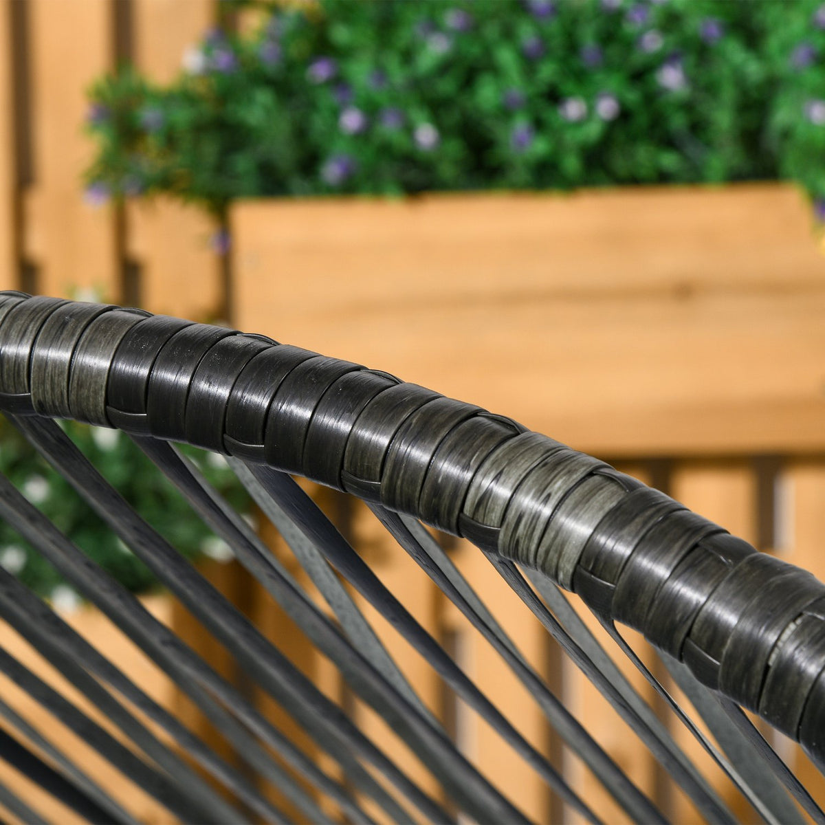 Rattan chair, rattan wicker chair with thick seat cushion, garden chair in egg shape, load capacity 120 kg, for patio, garden, gray