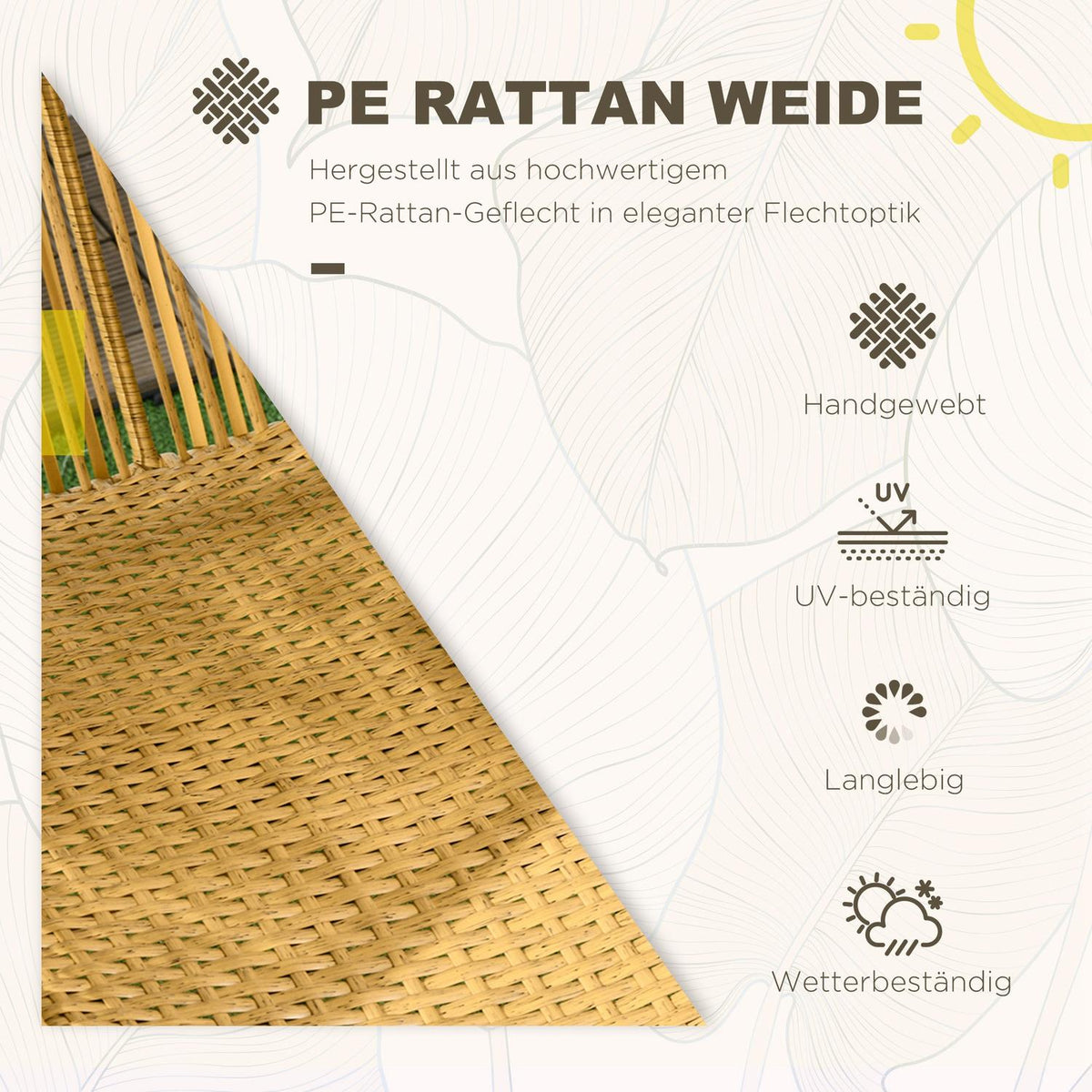 Rattan garden chair wicker chair with thick seat cushion egg shape 120 kg load capacity for patio garden sand |