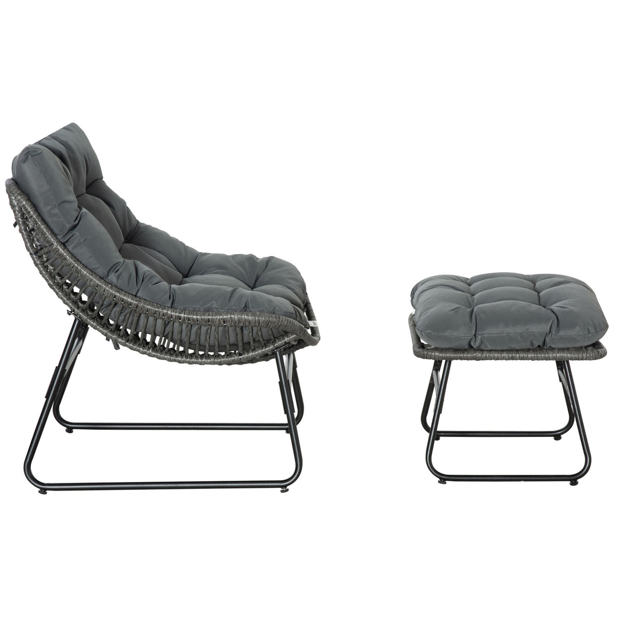 Rattan relaxation chair with footstool garden chair outdoor rattan chair with cushions, steel & polyester, gray 69x76x70 cm for garden & terrace |