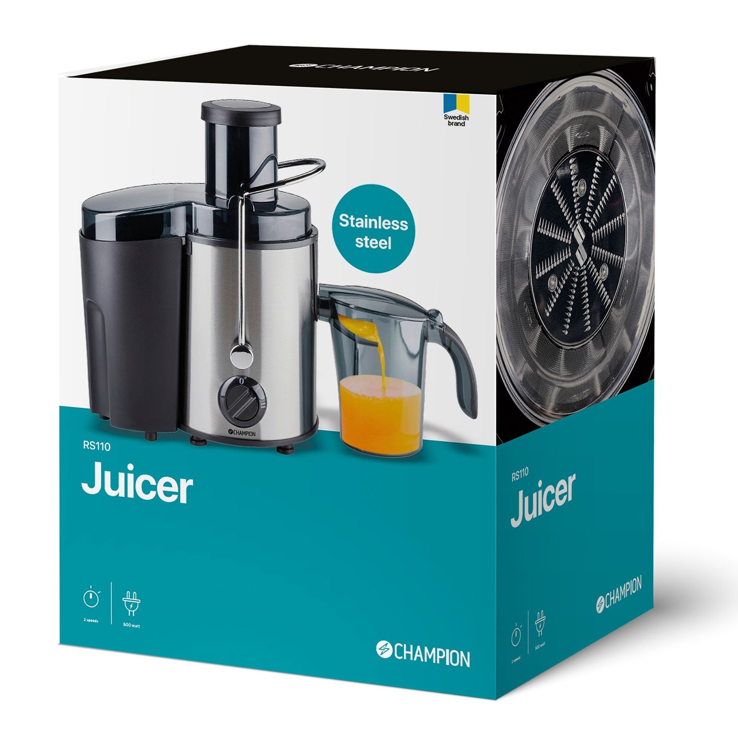 Raw juice centrifuge 0.6L 500W RS110 Black