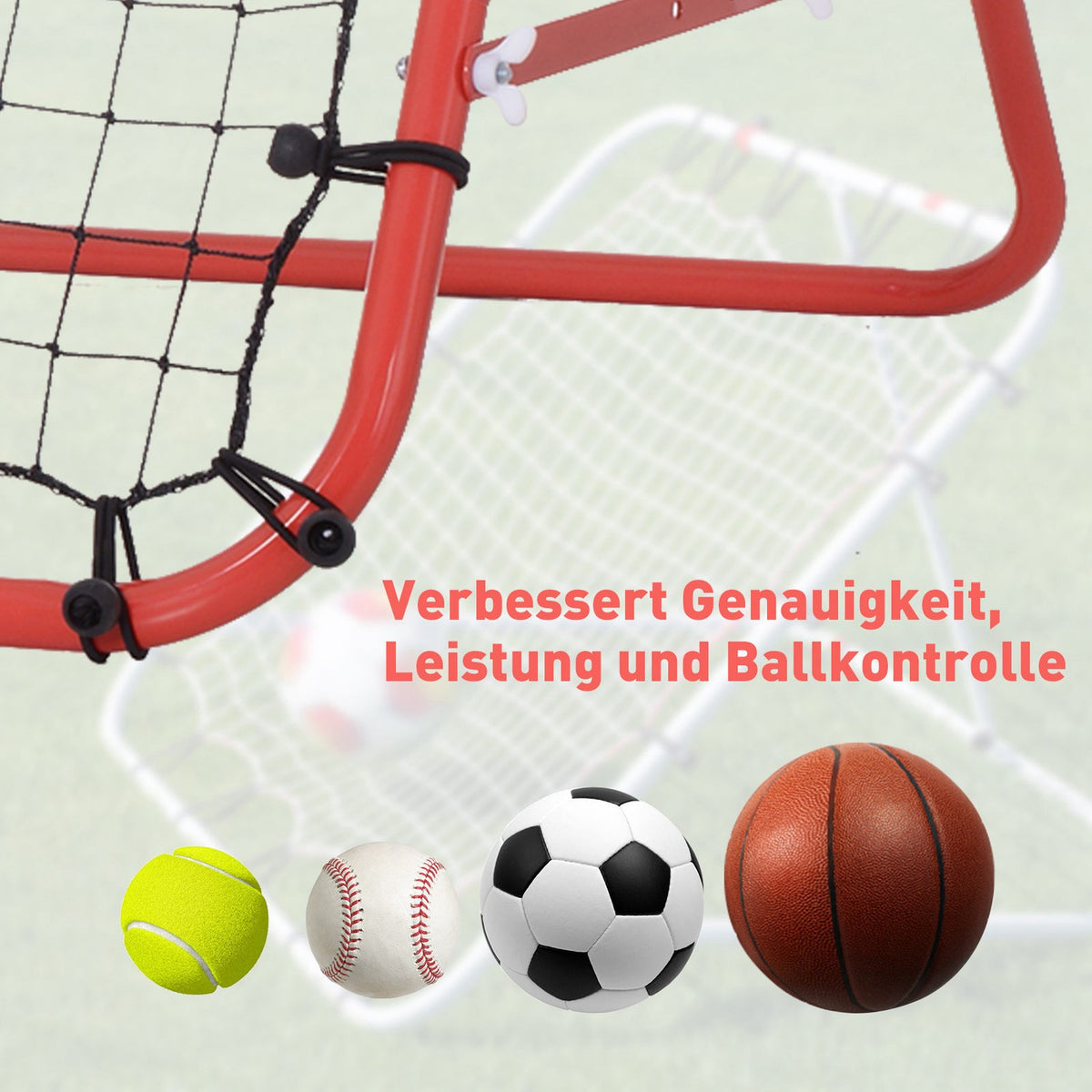 Rebounder Football Rebound Wall Goal Net For Football Adjustable Angle Red + Black 96 X 80 X 96 Cm