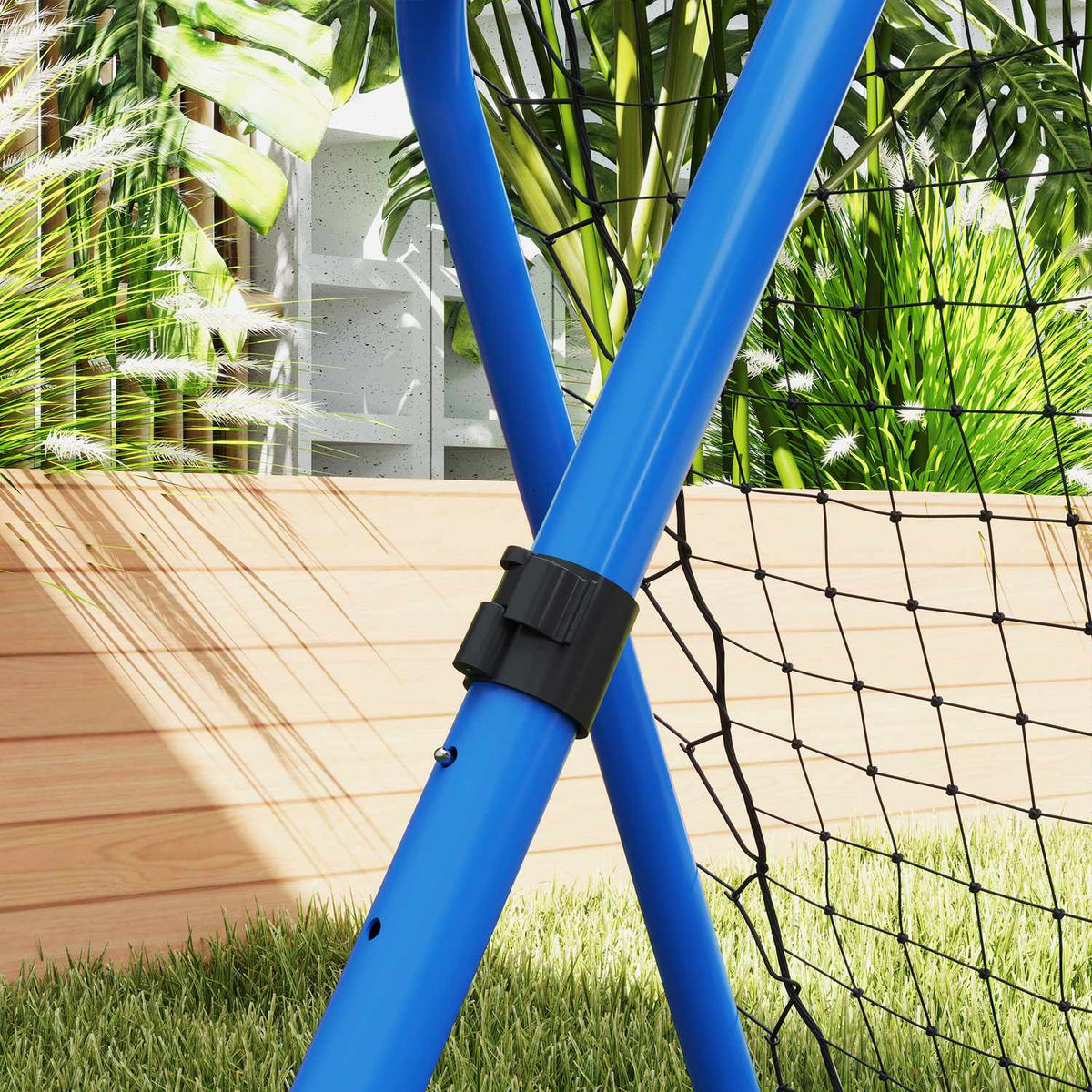 Rebounder for Football, Foldable Football Rebounder 63 x 63 cm Adjustable Football Goal Kicker for Baseball Basketball, Metal, Blue