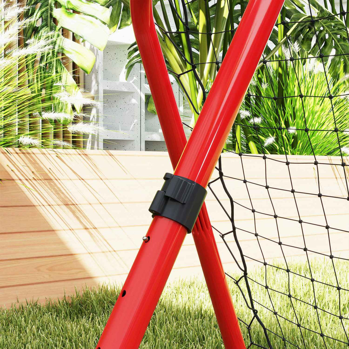 Rebounder for Football, Foldable Football Rebounder 63 x 63 cm Adjustable Football Goal Kicker for Baseball Basketball, Metal, Red