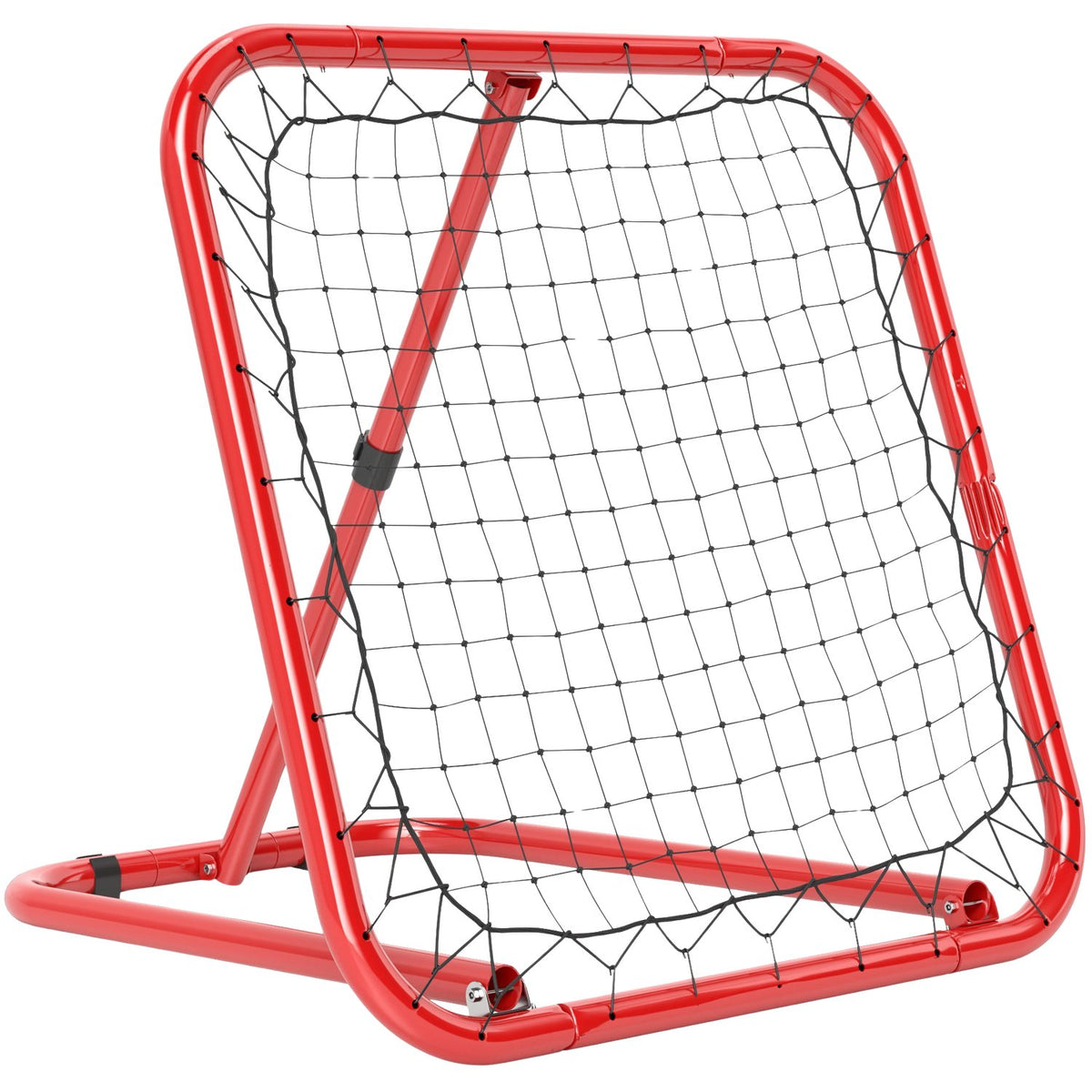 Rebounder for Football, Foldable Football Rebounder 63 x 63 cm Adjustable Football Goal Kicker for Baseball Basketball, Metal, Red