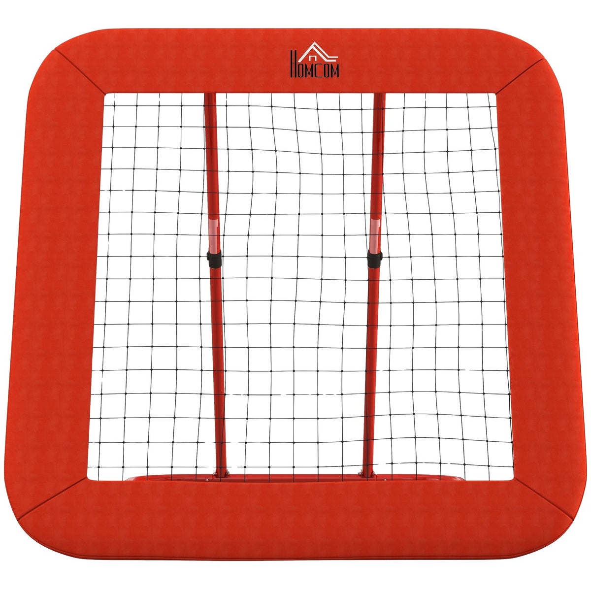 Rebounder for football, foldable football rebounder with protective edge, pegs, 5 levels height adjustable rebound wall net for handball, volleyball and basketball, red